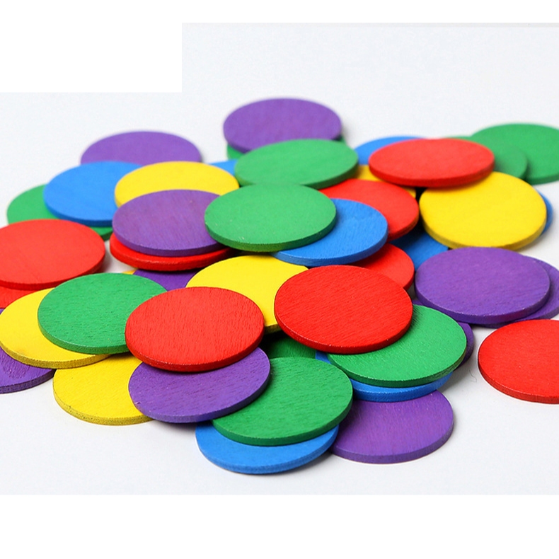 Đồ Chơi 50 Xu Gỗ Tròn Sắc Màu Montessori Cho Bé Phát Triển Tư Duy Toán Học DC55