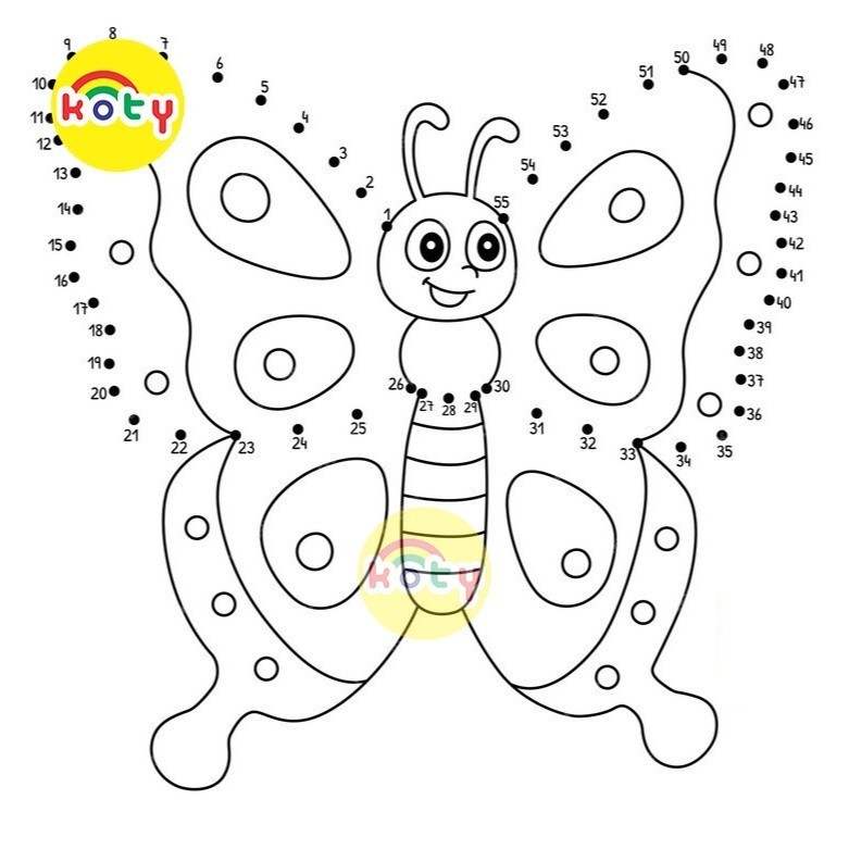 Bộ 50 tranh tập vẽ nối số đếm - tô màu - bé vui học toán - phát triển năng khiếu Hội họa - Toán học của trẻ em TM9044