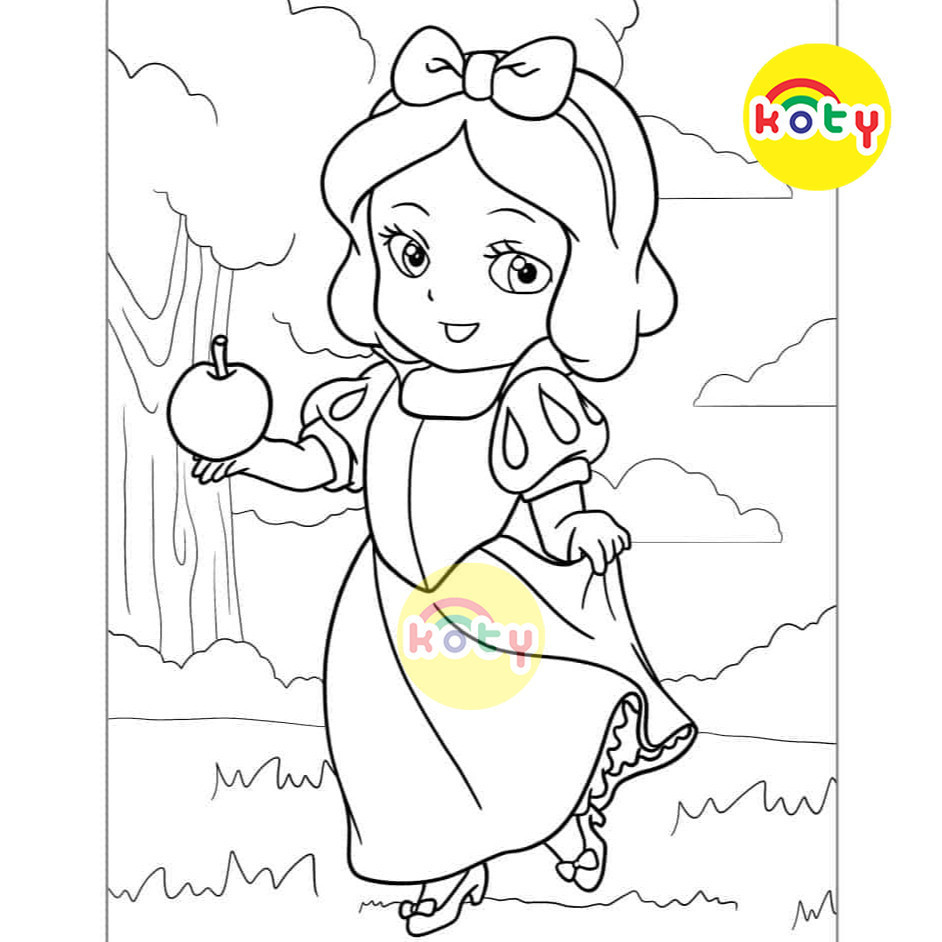 Bộ 50 Tranh Tô Màu Công chúa (princess) đáng yêu cho bé - Bộ 50 Tờ Tranh Giấy Dành Cho Màu Sáp, Màu Chì - KOTY TM4800