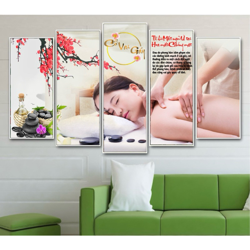 Bộ 5 Bức Tranh Đông Y Dưỡng Sinh Treo Tường – Tranh Y Học Cổ Truyền – Phù Hợp Phòng Khám, Spa