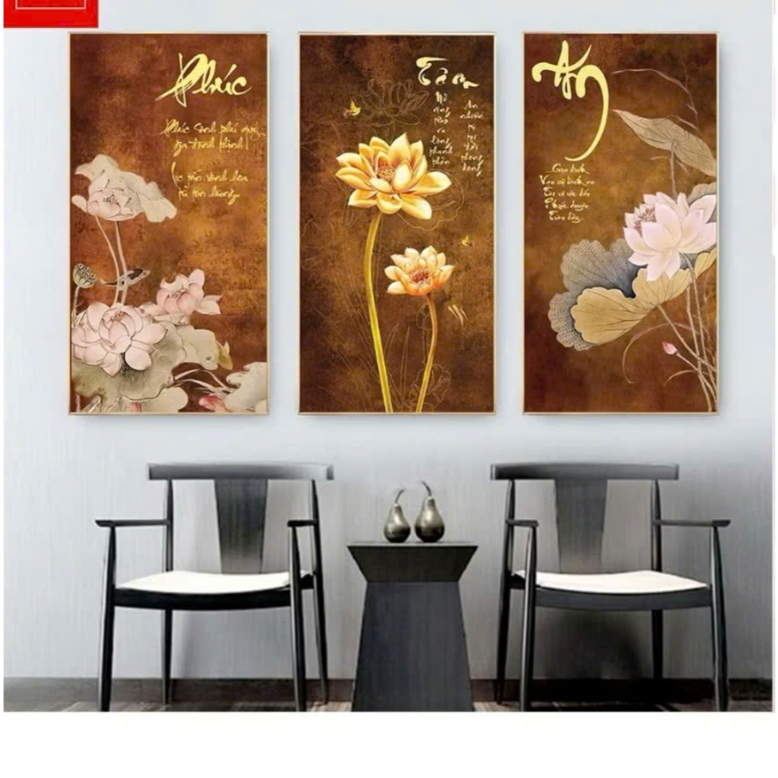 Bộ 3 Tranh Phúc Tâm An Tráng Gương trang trí