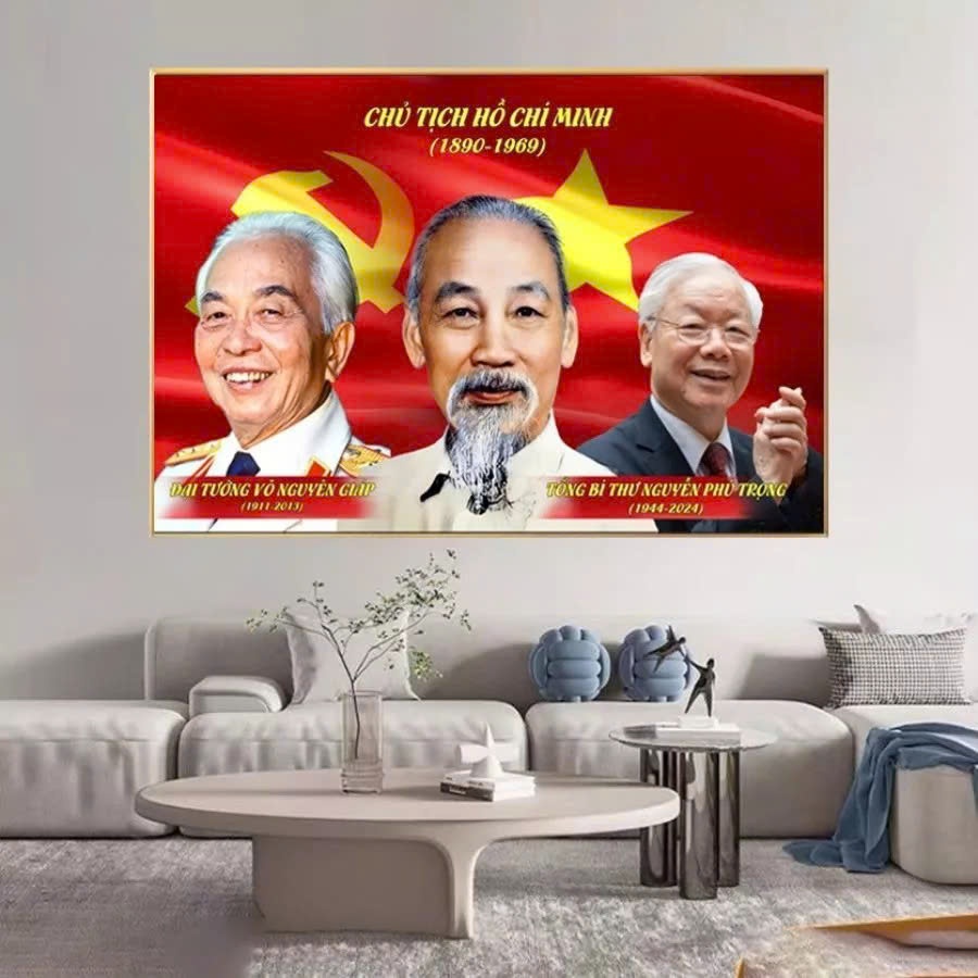 Tranh Bác Hồ Bác Giáp Tráng Gương Cao Cấp Treo Phòng Khách Hàng Loại 1 Trên Thị Trường