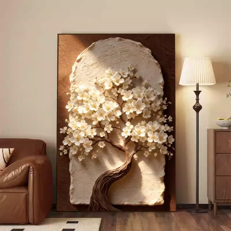 Tranh Hoa Lá Nghệ Thuật Cao Cấp – Luxury Floral Art Treo Phòng Khách Sang Trọng, Decor Chung Cư Không Gian Sống