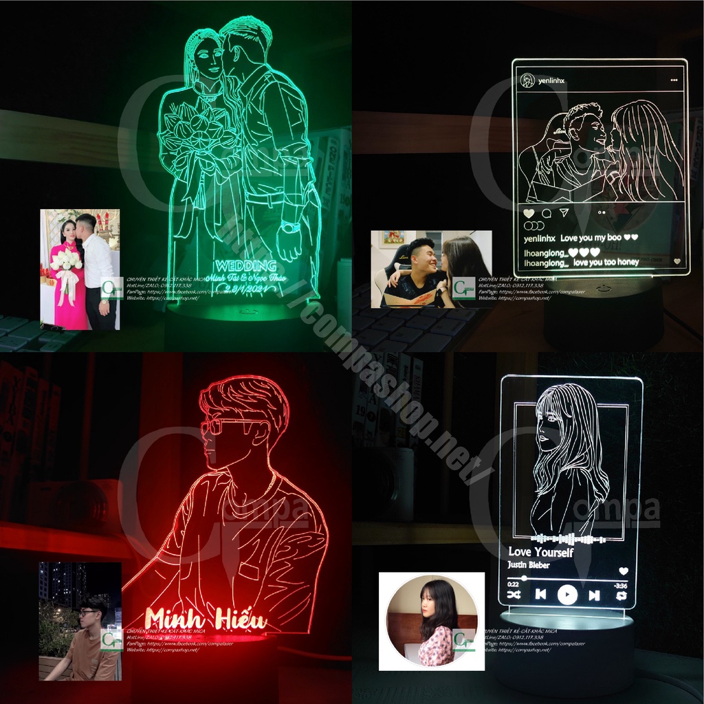 [ẢNH SHOP TỰ CHỤP] Đèn ngủ Led 3D Quà tặng khắc hình chân dung theo yêu cầu 16 màu tùy chỉnh