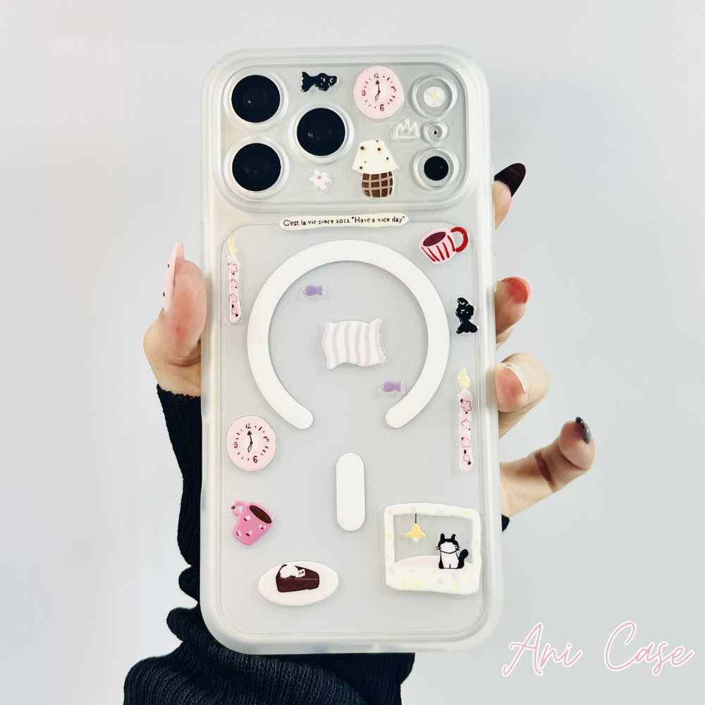 Ốp Iphone Nhám Cam Rời Đi Kèm Sticker Cà Phê Xinh Xắn Phong Cách Nhẹ Nhàng Đáng Yêu | Ani.Case