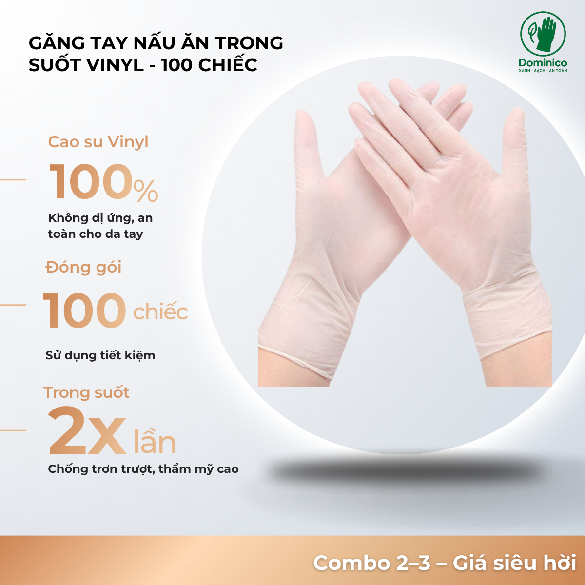 Bao tay nấu ăn làm bếp, găng tay vinyl trong suốt CICI 100 chiếc/túi hỗ trợ chống dầu mỡ giúp làm bếp hiệu quả