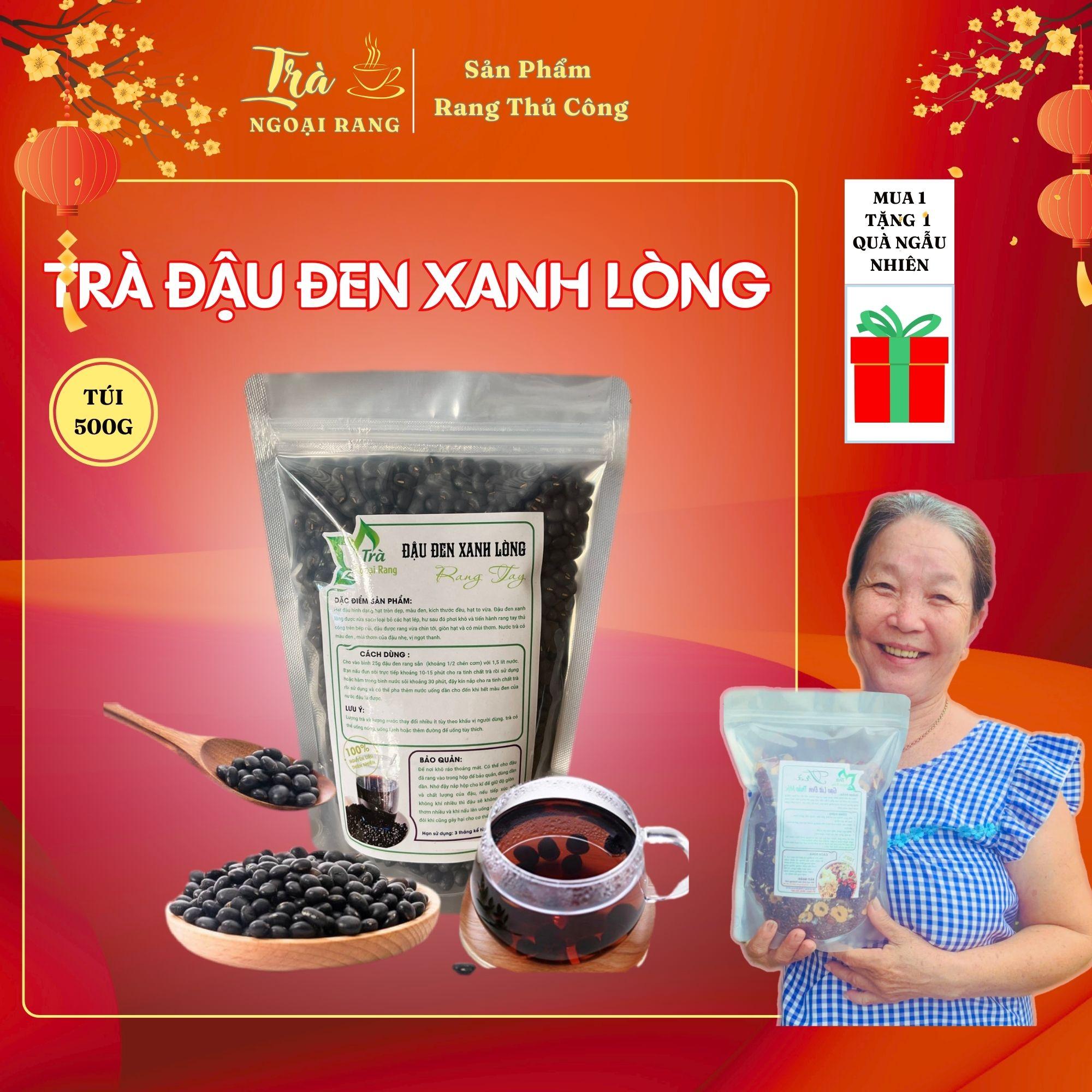 Đậu Đen Xanh Lòng Rang Bếp Củi (túi 500gr - 1kg) Trà Ngoại Rang Nước Đậu Đen Rang