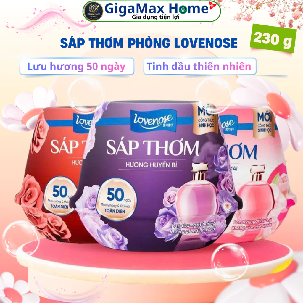 Sáp Thơm Phòng Lovenose 230g - Hương Nước Hoa Cao Cấp, Khử Mùi Toàn Diện Đến 50 Ngày | Gigamax Home