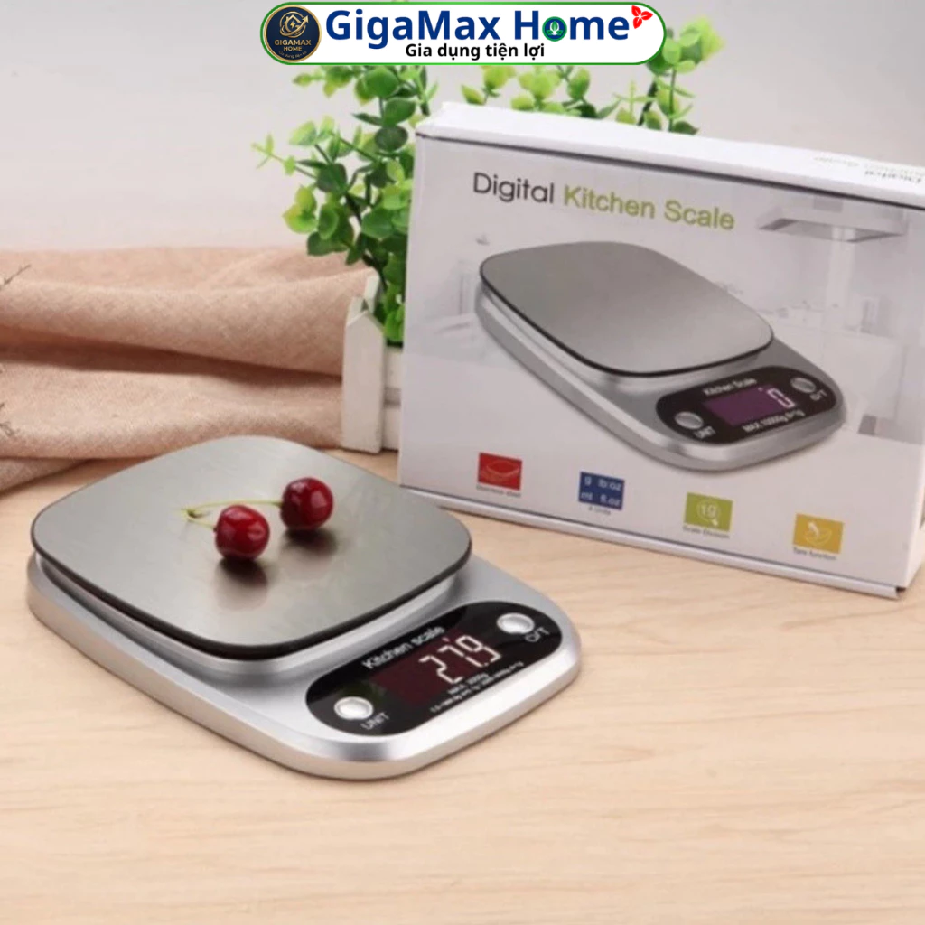 Cân Tiểu ly Điện Tử Nhà Bếp – Định Lượng Siêu Chuẩn 0.1g, Mặt Inox Trừ Bì Làm Bánh Cao Cấp - GigaMax Home