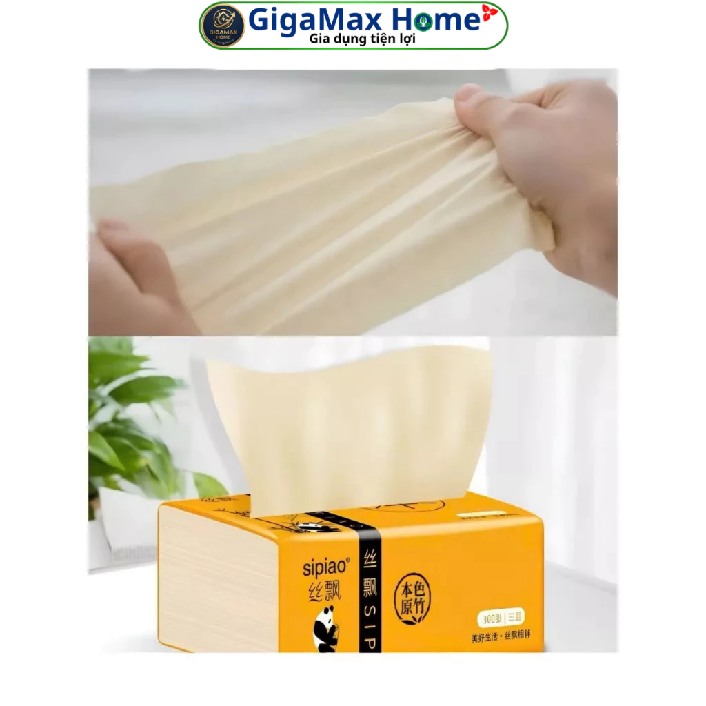 Combo 5 Bịch Khăn Giấy Gấu Trúc Sipiao Cao Cấp – Bịch 32 Tờ Nguyên Sinh 3 Lớp Dai, An Toàn Cho Bé | GigaMax Home