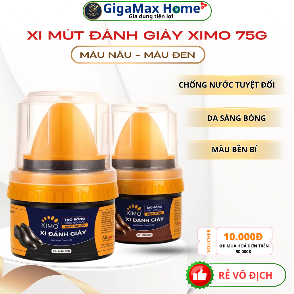 Xi Mút Đánh Giày Dạng Kem XIMO 50ml – Tự Làm Bóng Self-Shine, Bù Màu Cấp Tốc 30 Giây | GigaMax Home