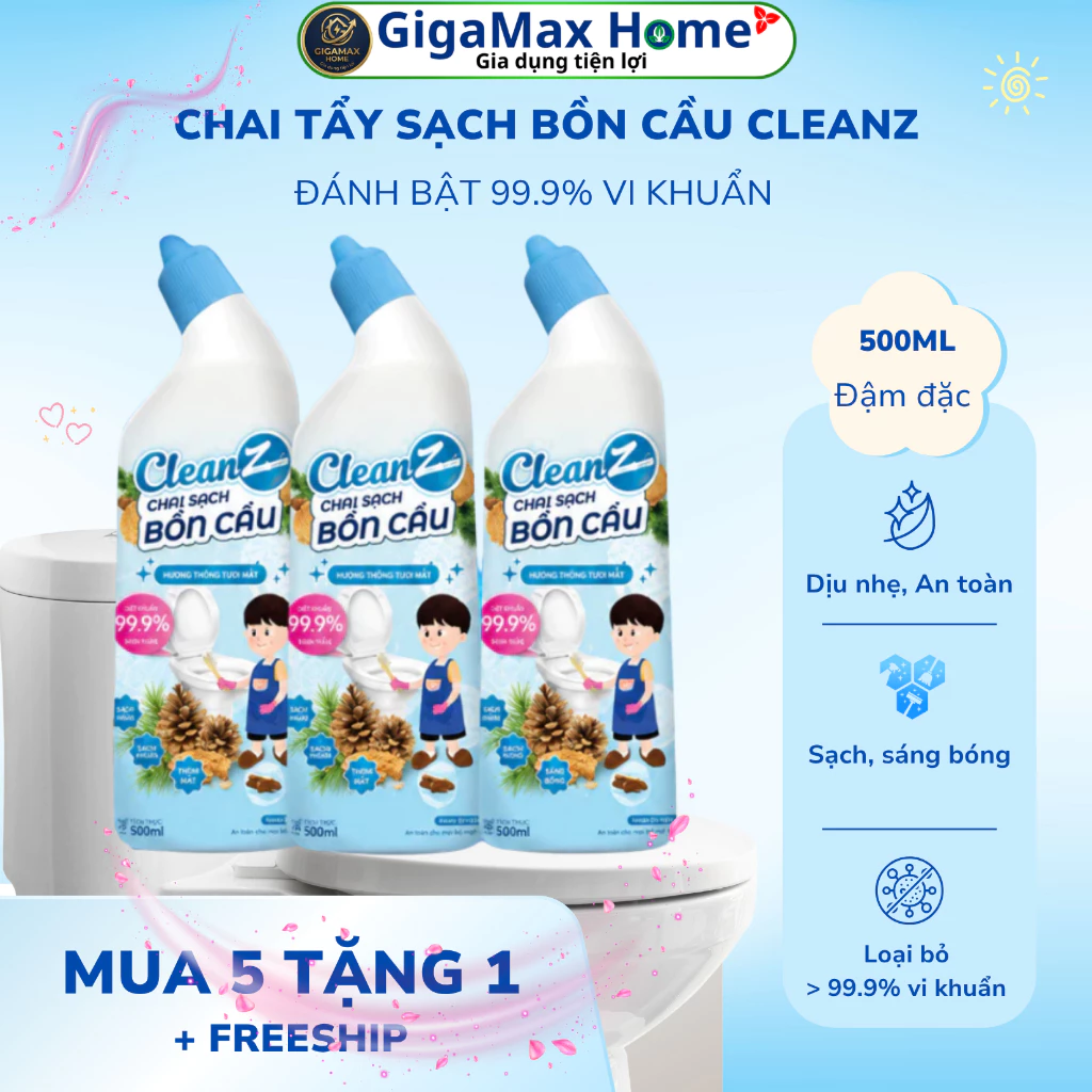 Chai Nước Tẩy Bồn Cầu & Nhà Tắm CleanZ 570g – Đậm Đặc Khử Mùi, Sạch Khuẩn Gấp 10 Lần | GigaMax Home