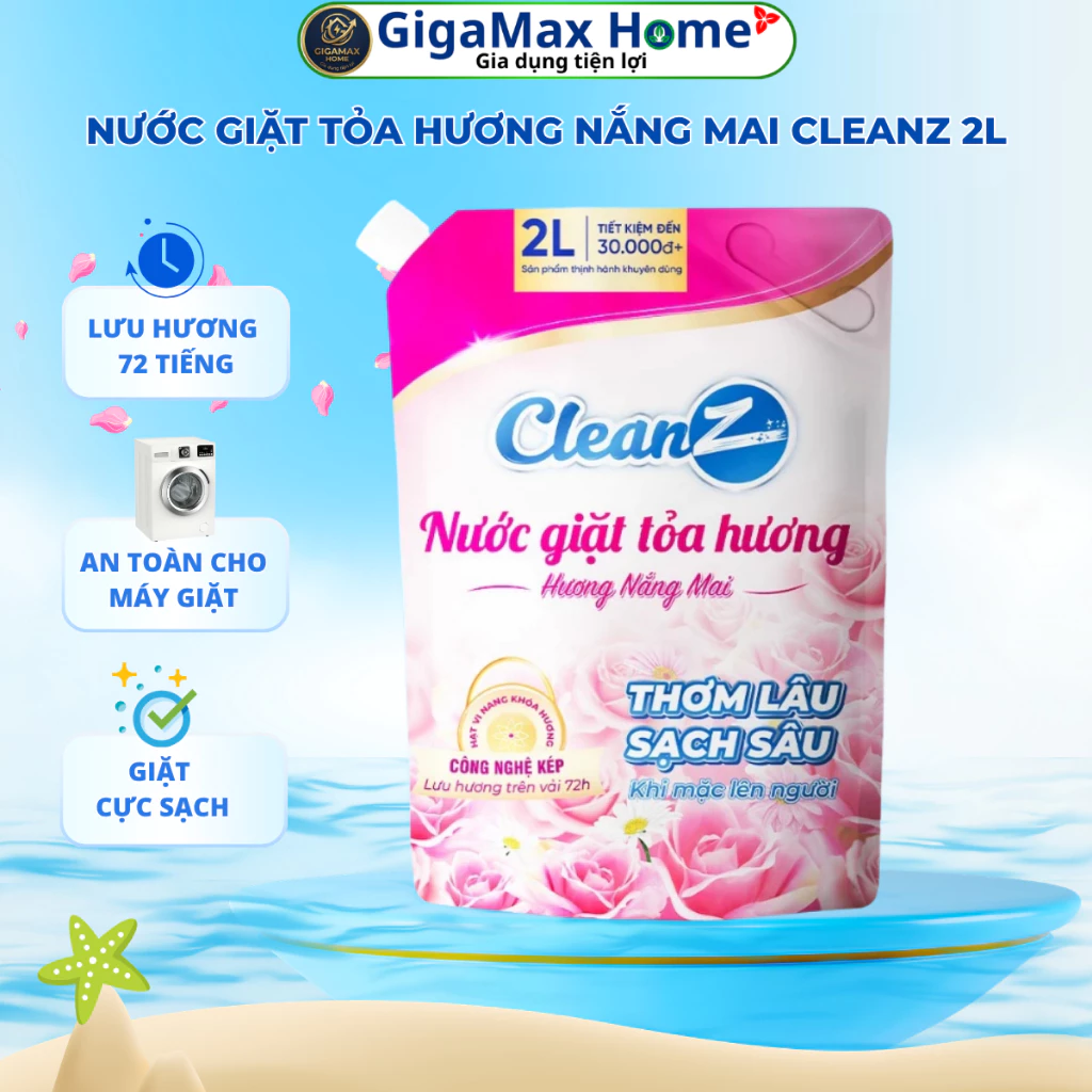 Nước Giặt CleanZ Hương Nắng Mai 2L – Khóa Hương 15 Ngày, Sạch Sâu & An Toàn Cho Bé | GigaMax Home