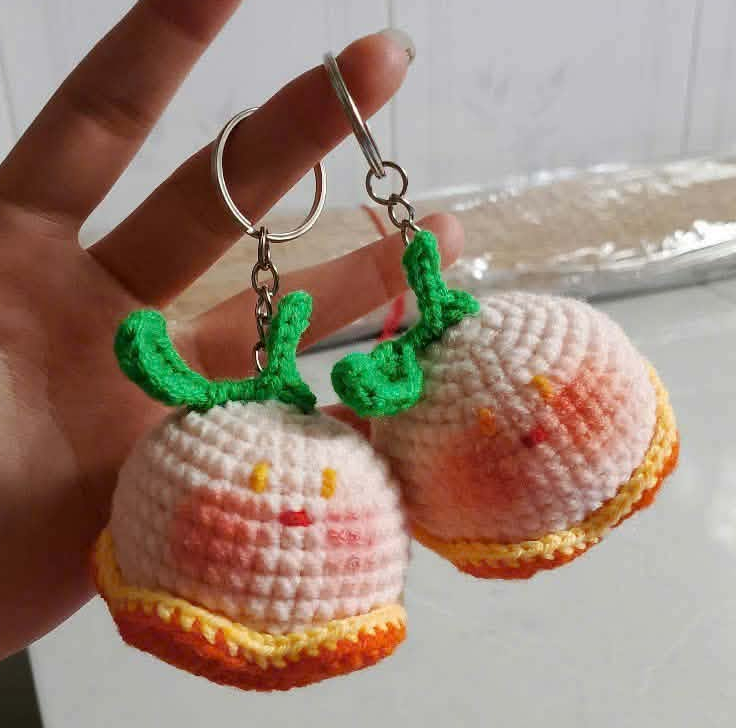 Móc Khóa Cam Bóc Vỏ Len Handmade Đan Móc Thủ Công Dễ Thương Trang Trí Túi Xách, Balo, Quà Tặng